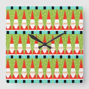 Retro Geometric Santa Square Wall Uhr