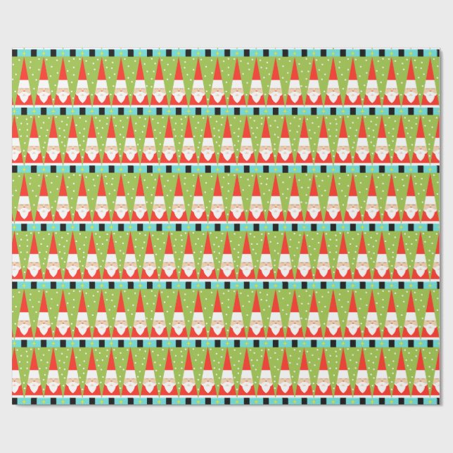 Retro Geometric Santa Wrapping Paper Geschenkpapier (Flach)