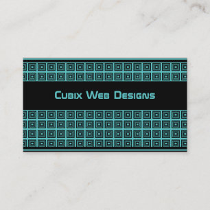 Retro Geometric Squares Business Card, Türkis Visitenkarte