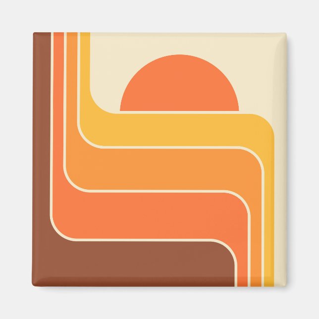 Retro Geometric Sun Design Magnet (Vorne)