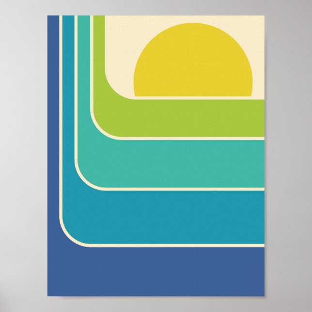 Retro Geometric Sun Design Poster (Vorne)