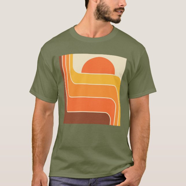 Retro Geometric Sun Design T-Shirt (Vorderseite)
