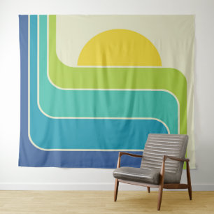 Retro Geometric Sun Design Wandteppich