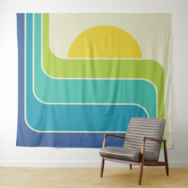 Retro Geometric Sun Design Wandteppich (Beispiel (Horizontal))