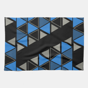 Retro Geometric Triangle Blue Silver Geschirrtuch