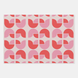 Retro Geometric Tulip Wrapping Gift Paper Geschenkpapier Set
