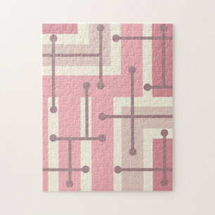 Retro Geometrie Art Maze Pink Vanilla Puzzle