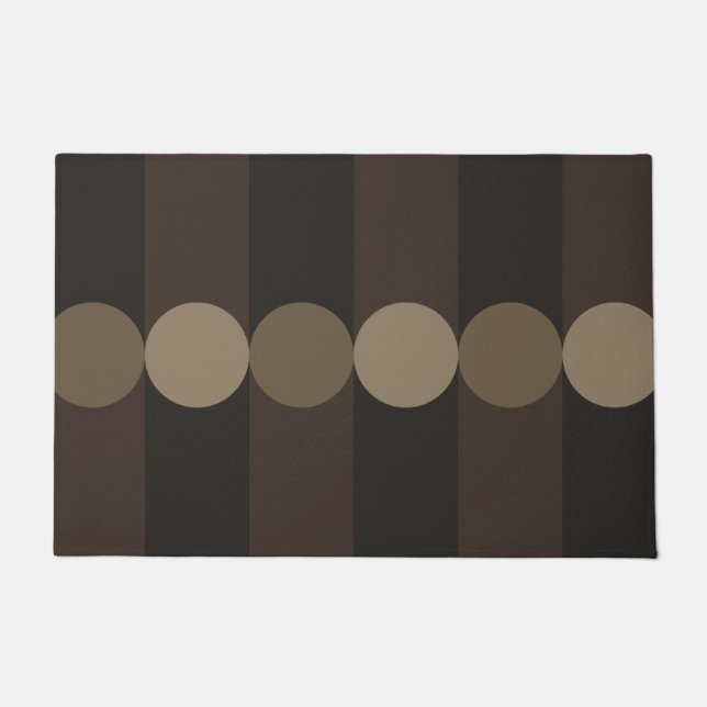 Retro Geometrie Streifen Kreise Schwarz Gold Fußmatte (Vorderseite)