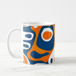 Retro geometrisch blau-orange weiß kaffeetasse