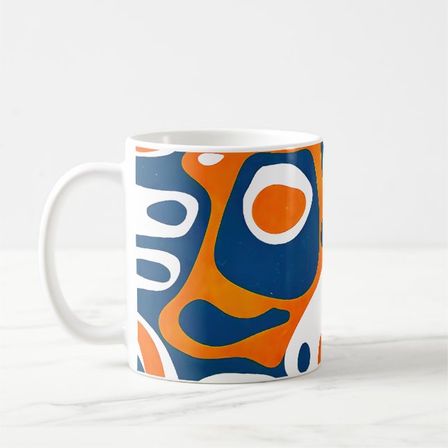 Retro geometrisch blau-orange weiß kaffeetasse (Links)