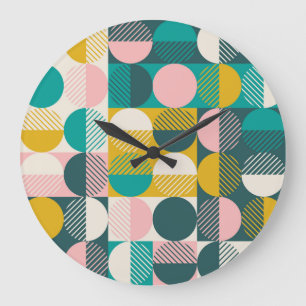 Retro geometrisch: modernes Vintage-Muster. Große Wanduhr