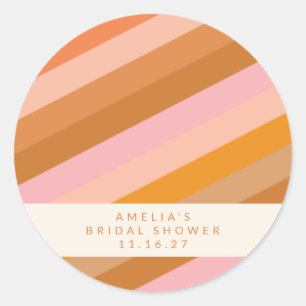 Retro geometrisch Rosa Orange Benutzerdefinierte B Runder Aufkleber