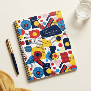 Retro-geometrische abstrakte Muster #10 Navy Rot I Notizbuch
