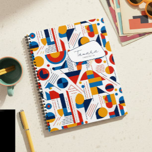 Retro-geometrische abstrakte Muster #11 Navy Gold  Notizbuch