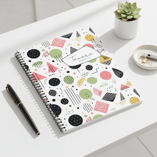 Retro-geometrische abstrakte Muster #2 Salbei-Pink Notizbuch