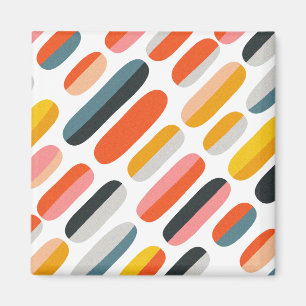 Retro-geometrische abstrakte Muster aus der Mitte Magnet
