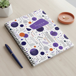 Retro-geometrische abstrakte Pat3 Lila Orange ID10 Notizbuch