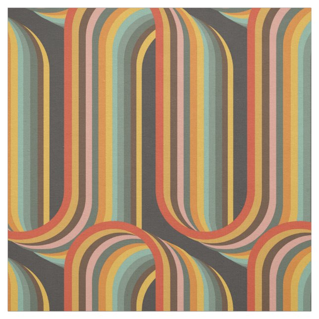 Retro-geometrische bunte Linien Stoff (Muster)