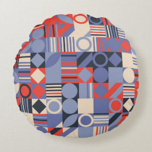 Retro-geometrische Cover-Set. Bauhaus-Retro-Design Rundes Kissen