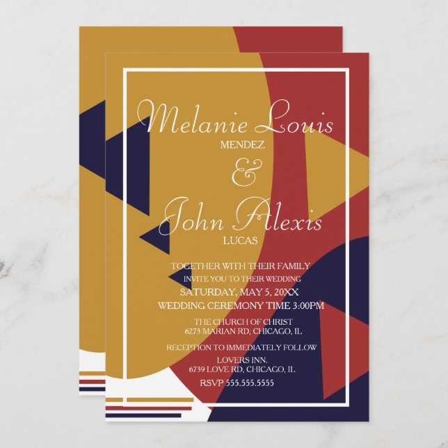 Retro geometrische, farbenfrohe Formen Einladung (Vorne/Hinten)