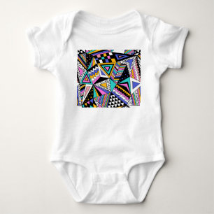 Retro-geometrische Formen: Farbige Vintage. Baby Strampler