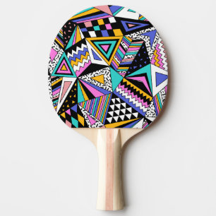 Retro-geometrische Formen: Farbige Vintage. Tischtennis Schläger