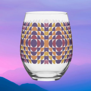 Retro geometrische Kreise Stielloser Weinglas Bo Ohne Stiel