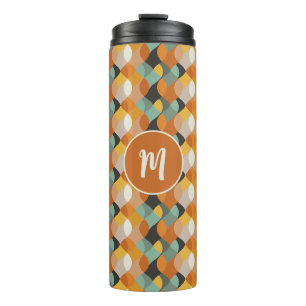 Retro-geometrische Ovale Orange Türkis Gold Monogr Thermosbecher
