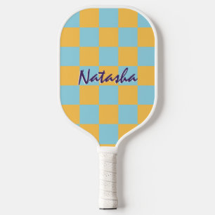 Retro-geometrische Quadrate Helles kariertes Muste Pickleball Schläger