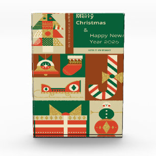 Retro-geometrische Weihnachts-Grußkarte – Festlich Fotoblock