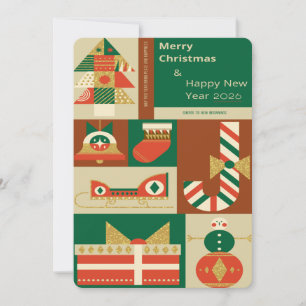 Retro‑geometrische Weihnachtsgrußkarte – festlich. Feiertagskarte