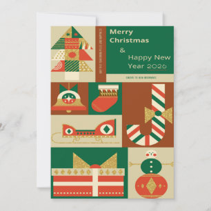 Retro-geometrische Weihnachtsgrußkarte – Festlich  Karte