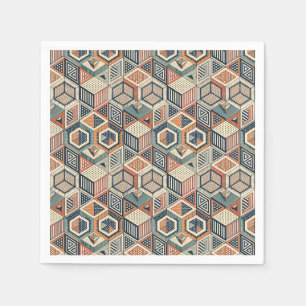 Retro-geometrische Würfel- und Dreiecks-Illusionsm Serviette