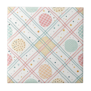 Retro-Geometrischer Kreis Abstrakt im Stil der M Fliese