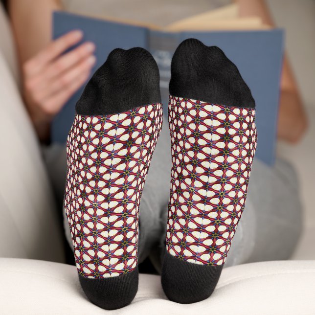 Retro-geometrisches abstraktes Musterdesign 1319 Socken (Unterseite)