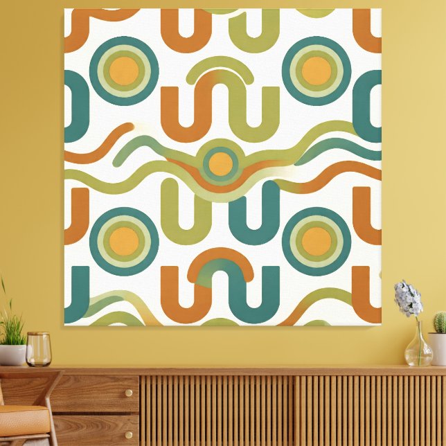 Retro-geometrisches Atom-Muster aus der Mitte des  Leinwanddruck (Insitu (Wohnzimmer))