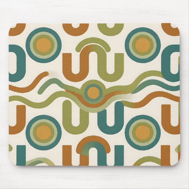 Retro-geometrisches Atom-Muster aus der Mitte des  Mousepad (Vorne)
