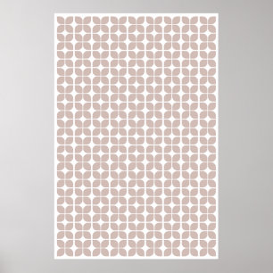 Retro geometrisches Blattmuster Beige Poster