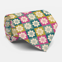 Retro-geometrisches Blumenmuster-Halstuch