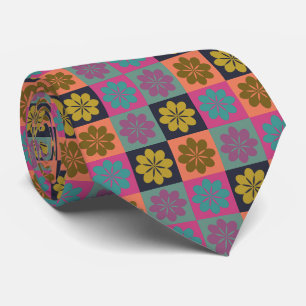 Retro-geometrisches Blumenmuster-Halstuch Krawatte