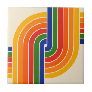 Retro-geometrisches Design der 70er Jahre Fliese