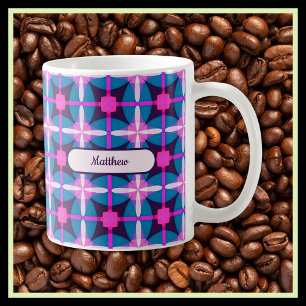 Retro-geometrisches Design in Rosa, Lila und Blau Kaffeetasse
