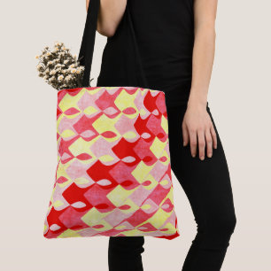Retro geometrisches Diamantmuster Rot, Pink & Gelb