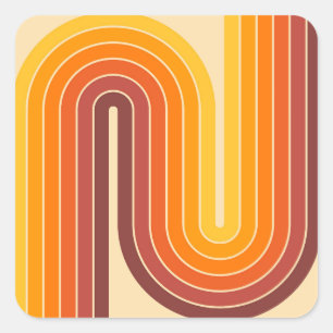 Retro-geometrisches Doppelbogen-Design Quadratischer Aufkleber