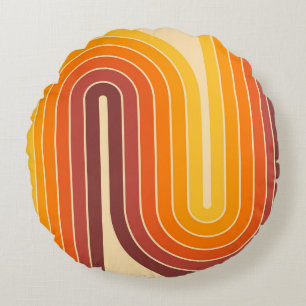 Retro-geometrisches Doppelbogen-Design Rundes Kissen