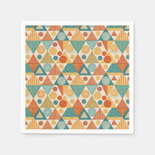 Retro-geometrisches Dreiecks- und Kreis-Abstraktmu Serviette