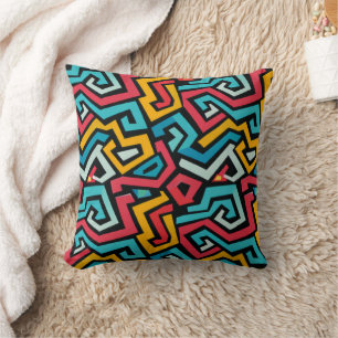 Retro geometrisches Labyrinthmuster Kissen