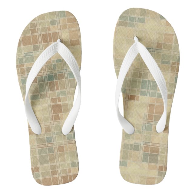 Retro geometrisches Muster 2 Flip Flops (Fußbett)