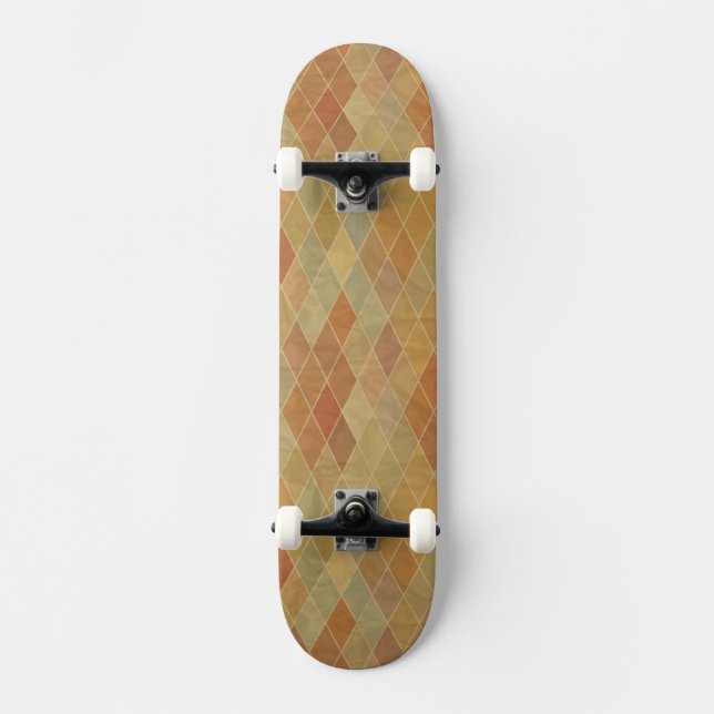 Retro geometrisches Muster 2 Skateboard (Vorderseite)
