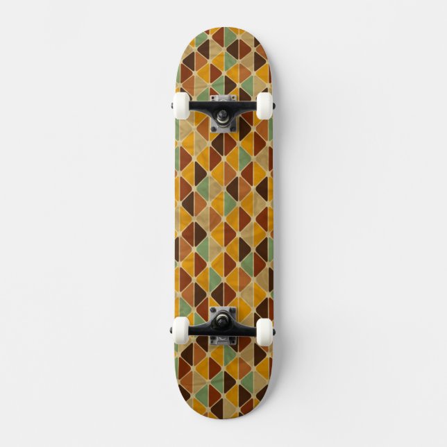Retro geometrisches Muster 3 Skateboard (Vorderseite)